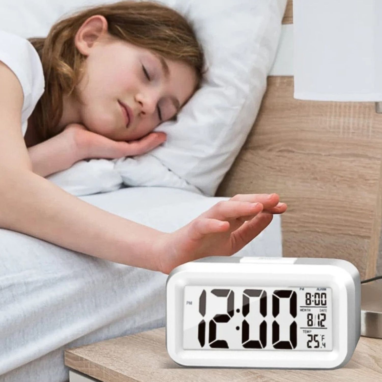 Mini Relógio Digital Com Led E Temperatura Alarme Data E Mes